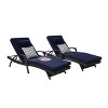 NicBex Patio Lounge Chair Set of 2, Outdoor Wicker Reclining Chair with Cushion, 150°Lay Flat Sun Lounger for Lawn, Beach, Poolside, Garden, Dark Blue - 2 of 4