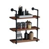 HOMCOM 3-Tier Industrial Pipe Shelves, Floating Wall Mounted Bookshelf, Metal Frame Display Rack for Living Room or Bedroom, Rustic Brown - 4 of 4