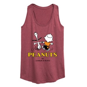 Women's - Peanuts - Charlie Snoopy Dancing Graphic Racerback Tank - 1 of 4