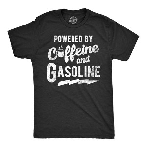 Mens Powered By Caffeine And Gasoline T Shirt Funny Coffee Mechanic Joke Tee For Guys - Crazy Dog Men's T Shirt - 1 of 4