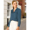INSPIRE CHIC Women's Elegant V Neck Long Sleeve Office Work Satin Shirt - 2 of 4