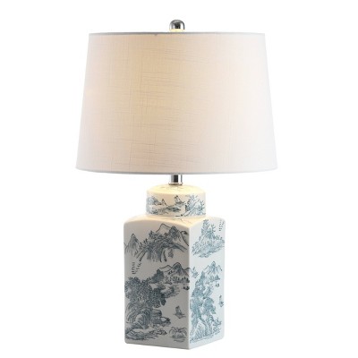 24.5" Audrey Chinoiserie Table Lamp (Includes LED Light Bulb) Blue - JONATHAN Y