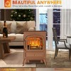 Syemin Indoor Fireplaces Electric Fireplace Stove, 22" Freestanding Electric Fireplace Heater with Realistic 3D Flame Effect, Brown, 16.3"*11"*21.5" - 4 of 4