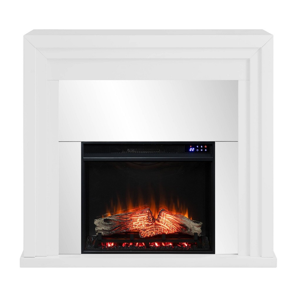 Photos - Electric Fireplace Swanmoor Mirrored Touch Panel Fireplace White - Aiden Lane