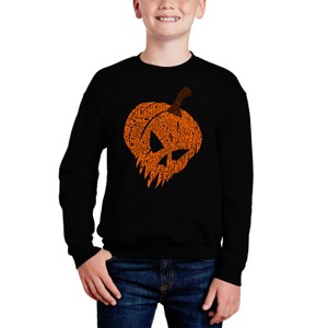 LA Pop Art Evil Pumpkin - Boy's Word Art Crewneck Sweatshirt - 1 of 4
