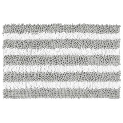 Unique Bargains Bathroom Striped Absorbent Chenille Non-Slip Machine Washable Plush Floor Mats
