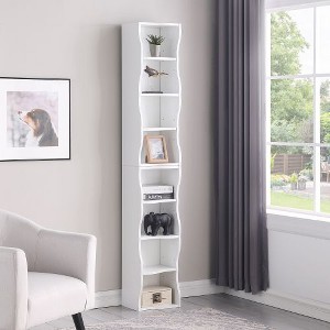 Kumasinova 7-Tier Modern Bookshelf with Wavy Border Design,Bookcase with Adjustable Shelves,Detachable Upper & Lower Units for Living Room - 1 of 4