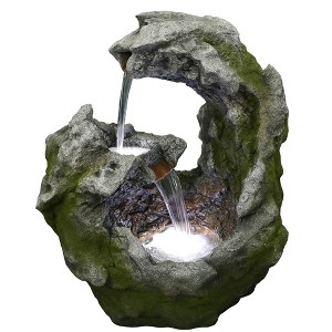 Northlight 32" Lighted Rock Waterfall Outdoor Garden Water Fountain - 1 of 4