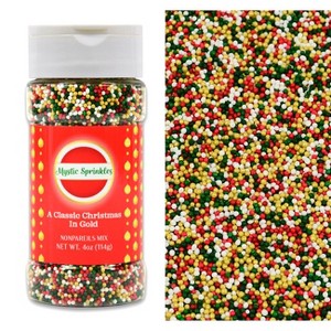 Mystic Sprinkles A Classic Christmas in Gold Nonpareil Mix 4oz Bottle - 1 of 4