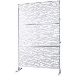 CAVINAS 76" H×48" W Freestanding Privacy Fence with Geometric Openwork Pattern,Outdoor Privacy Screen for Balcony,Patio,Garden - 1 of 4