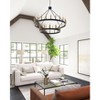 Dewdrop Farmhouse 36 Light Wagon Wheel Chandelier 47 inch 2 Tier Black Gold Socket Large Fixture E12 - 2 of 4