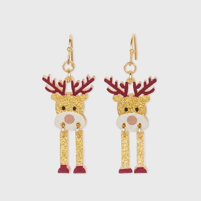Girls' Reindeer Earrings - art class™ Brown