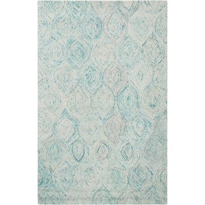 Ivory and Sea Blue Hand-Tufted Wool 6' x 9' Area Rug