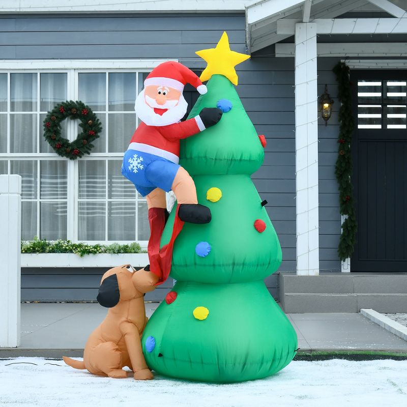 HOMCOM Outdoor Inflatable Christmas Tree Santa Claus Climbing Tree from Puppy Dog, LED Yard Inflatable Holiday Decoration for Front Lawn, 5 of 7