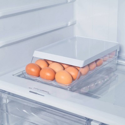 OU Egg Holder for Fridge, BPA Free Rolling Egg Organizer for Refrigerator Organization, Clear Stackable Container for Kitchen Organizers and Storage — фото 3