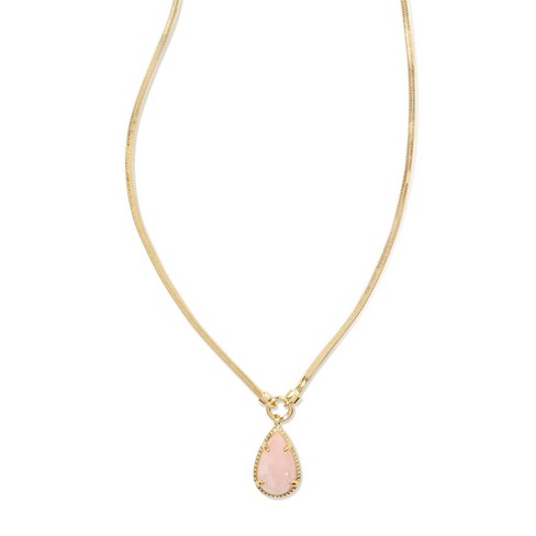 Kendra Scott Sami Quartz Herringbone 14k Gold Over Brass Statement Necklace  - Rose Quartz : Target