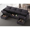 Belffin Modular Sectional Sofa Chenille U Shaped Couch with Double Chaise for Living Room, Dark Grey - 4 of 4