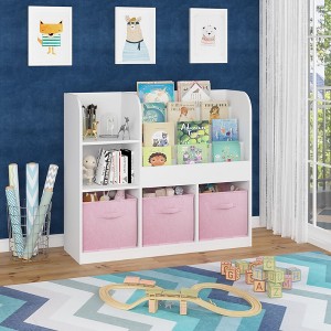 Whisen Kids Bookcase and Bookshelf, Decorative Bookshelf, Multifunctional Bookcase with 3 Collapsible Fabric Drawers - 1 of 4