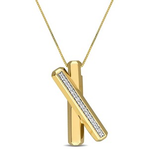 EVERLY JEWELRY | Yellow Plated Sterling Silver 1/2ct TGW White Topaz X Bar Pendant with Chain - 18 in - 1 of 4