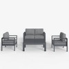 LayinSun Outdoor Aluminum Furniture Set, 4 Pieces Patio Sectional Conversation Chat Sofa Modern Seating Set with Coffee Table - 2 of 4