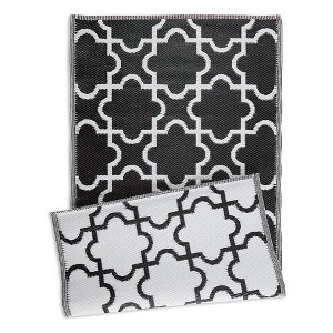 DII Design Imports Indoor Outdoor 3 x 6 Ft Reversible Lattice Woven Rectangular Runner Rug for Decks, Patios, Living Rooms, & Kitchens, Black & White - 1 of 4