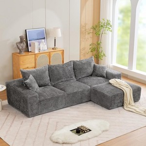 110" Modular Sectional Sofa, L-Shape Cloud Couch with Ottomans, Sponge Compression Sofas for Living Room, No Assembly Required - 1 of 4