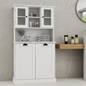 Double-Compartment Bathroom Storage Cabinets with 2 Adjustable Shelves, Suitable for Bedrooms and Bathrooms - 1 of 4