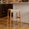 HomeRoots 31" Beige and Natural Faux Leather and Solid Wood Backless Bar Height Bar Chair - 2 of 4