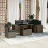 vidaXL 6 Piece Patio Sofa Set with Cushions Gray Poly Rattan - 2 of 4