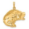 Black Bow Jewelry 14k Yellow Gold Jumping Bass Fish Pendant - 3 of 4