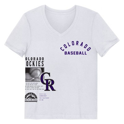 Mlb Colorado Rockies Girls' White V-neck T-shirt : Target
