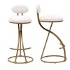 FURNIinspire Counter And Bar Stools Set Of 2 Upholstered Counter Height Barstools, Bar Chair With Footrest, White And Gold, 14.96"*14.96"*36.61" - 2 of 4
