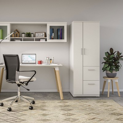 22" Round Maple and White Metal Accent Table