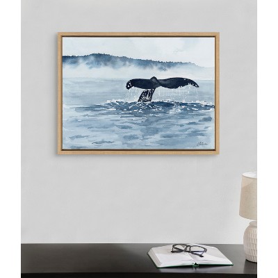 Natural Framed Whale Watching Canvas Print, 27" x 22"