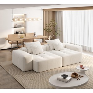 KWPZQEB Modular Sectional Sofa, Comfy Cloud Couch with Movable Ottoman & Pillows, Oversized Chenille Modular Sofa for Living Room - 1 of 4
