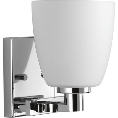 Progress Lighting Fleet 1-Light Wall Sconce, Polished Chrome, Etched Opal Glass