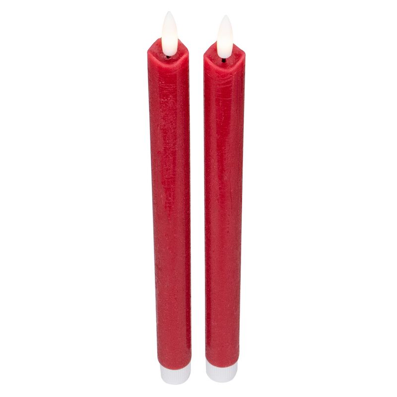 Northlight Set 2 Red Flameless LED Taper Christmas Candles 11", 4 of 6