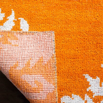 Stone Wash 6' Square Hand-Knotted Wool and Viscose Rug