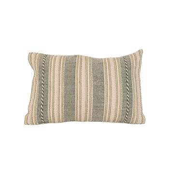 14x22" Hand Woven Stripe Green Outdoor Pillow Polyester With Polyester Fill by Foreside Home & Garden