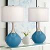 Possini Euro Design Modern Coastal Table Lamps 30 3/8" Tall Set of 2 Blue Glass White Drum Shade Decor for Bedroom Living Room - 2 of 4