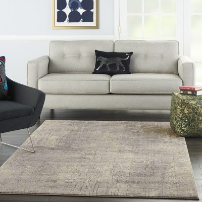 Reversible Abstract Gray Synthetic 5' x 7' Area Rug