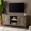 58.75" MDF Farmhouse Barn Door TV Stand with Open and Closed Storage, Metal Hinges, and Handles for Living Room and Bedroom - 3 of 4