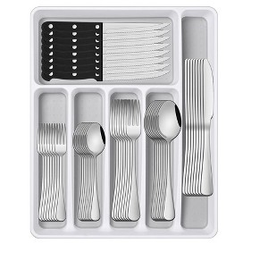 Aoibox 49-Piece Stainless Steel Flatware Set with Organizer for 8, Includes Knives, Forks, Spoons, Salad Forks, Tea Spoons, and Steak Knives - 1 of 4