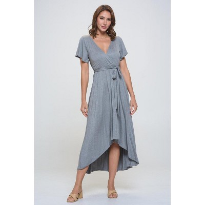 WEST K Women's Georgia Faux-Wrap Maxi Dress with High-Low Hem and Tie Waist