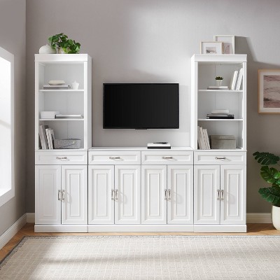 78" White MDF Sideboard and Storage Bookcase Set