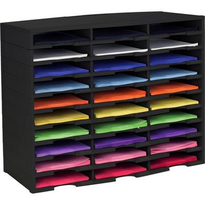 Storex Modular 30 Compartment Paper Organizer - Black