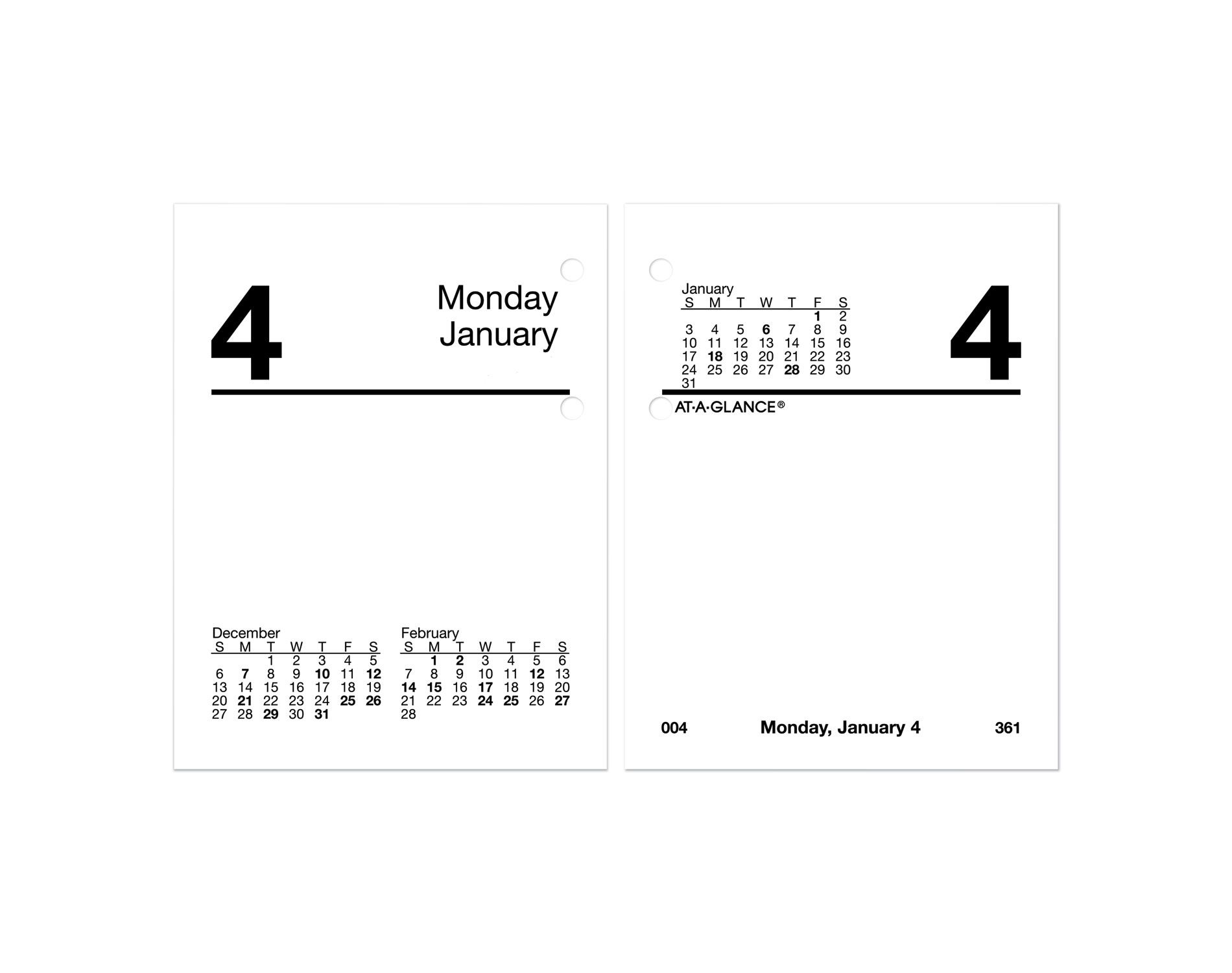 Compact Desk Calendar Refill, 3 x 3.75, White Sheets, 12-Month (Jan to Dec): 2026