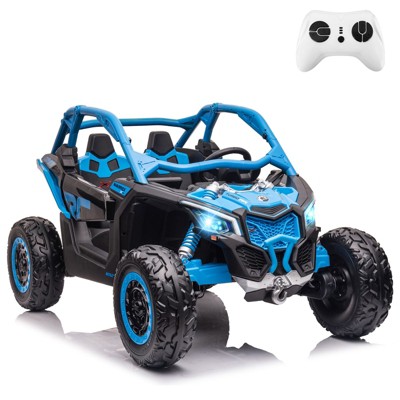 2 Seater Ride on UTV Car, Electric Off-Road Car, 4WD Kids Truck Remote Control, 2 * 24V 7AH BatteriesSpring Suspension, Toys for Kids