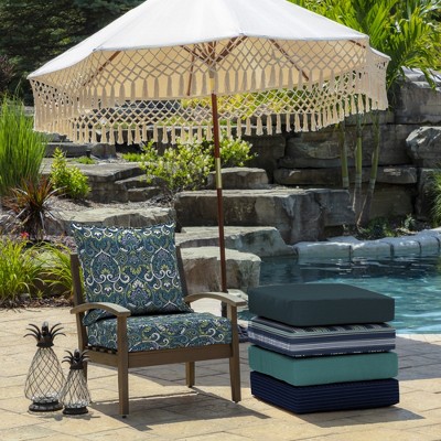 Sapphire Blue Damask Polyester Outdoor Rocking Chair Cushion Set