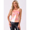 INSPIRE CHIC Women's U-Neck Stretchy Slim Fit Shiny Sparkly Metallic Tank Top - 3 of 4